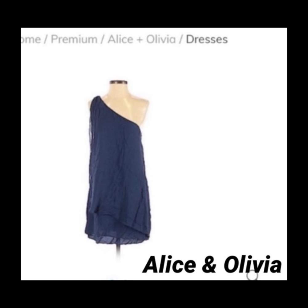 2-1 Alice &+Olivia Navy One Shelves Dress Size M View 3